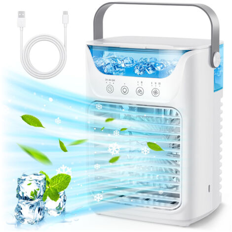 SJLERST Ventilateur de l'unité de Climatisation-Climatiseur Portable et Refroidisseur D'air Humidificateur et Ventilateur de Refroidissement de Bureau 4-en-1 avec 700ML / 2 Brouillard