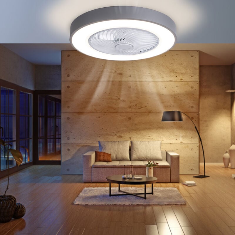 Sjlerst - Ventilateur de plafond avec éclairage, avec éclairage du ventilateur à distance, 3 couleurs d'éclairage, éclairage led à 3 vitesses, pour