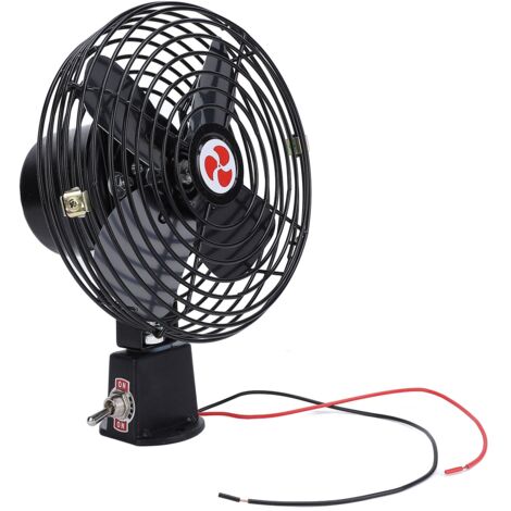 SJLERST Ventilateur de Refroidissement 12V RV, Ventilateur de Voiture en Métal avec Interrupteur à 2 Vitesses (8 pouces)