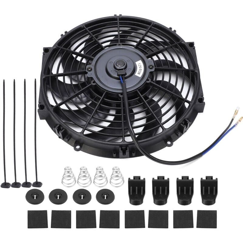 Ventilateur de refroidissement de moteur électrique universel de 12 pouces, Slim Push Pull, 12V, avec Kit de montage