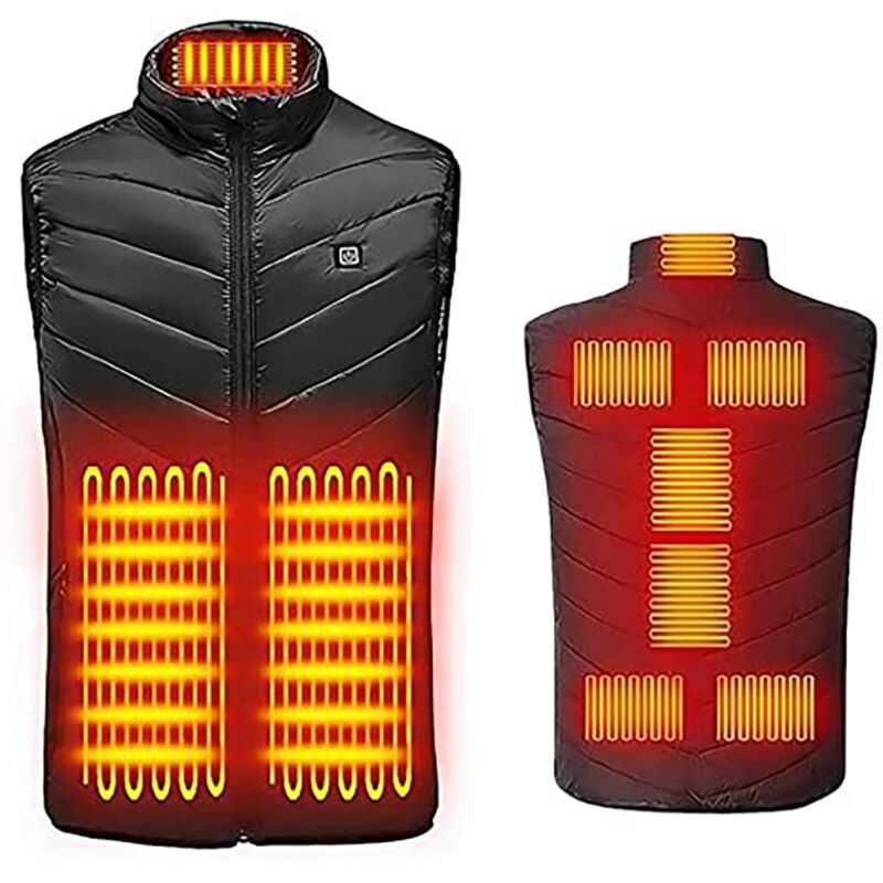 Sjlerst - Veste Chauffante Homme Femme, Gilet Chauffant Électrique avec 9 Zones, pour Moto Chasse Randonnée Ski(Pas de Batterie) l