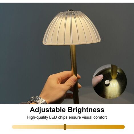 SJLERST Vintage LED-Tischleuchte, einstellbare Helligkeit, Touch-Steuerung, wiederaufladbare Metall-Schreibtischlampe für Bar, Restaurant, Café