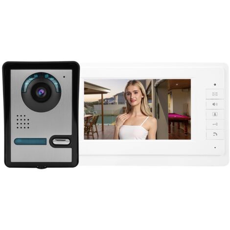 Sjlerst – Visiophone 7 pouces avec moniteur tactile – Vision nocturne infrarouge – Installation murale simple – Compatible serrures électroniques