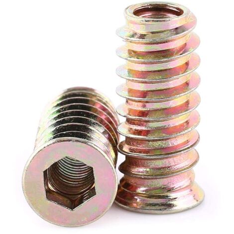 20 Dadi Filettati M10 X 25 Mm Per Legno - Dadi Esagonali Flangiati In Acciaio Zincato - Per Mobili, Scaffali E Fai Da Te - Foto 3