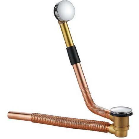 Sjqka – Drain de baignoire en cuivre avec siphon réglable – Système d'étanchéité – Installation rapide – Durable et antirouille