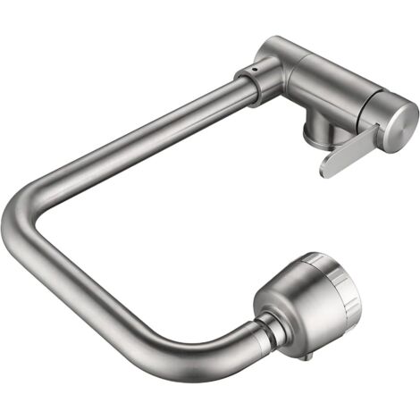 SJQKA-Grifo de cocina abatible, grifo de cocina abatible debajo de la ventana con 2 chorros, grifo de fregadero giratorio de 360° de acero inoxidable 304 (níquel cepillado)