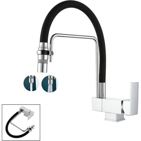 SJQKA Miscelatore da cucina pieghevole - Rubinetto da cucina sottofinestra con 2 modalità di spruzzo, ottone - Miscelatore da cucina pieghevole