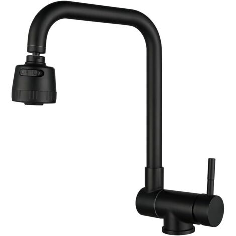 SJQKA-Rubinetto miscelatore da cucina pieghevole, rubinetto da cucina pieghevole per installazione sottofinestra con 2 getti, rubinetto per lavello girevole a 360° in acciaio inox 304 (nero)