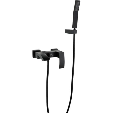 SJQKA Wall-mounted Waterfall Bathtub Mixer All Copper Wall-mounted Bathroom Bathtub Faucet Household Wall-mounted Hot and Cold Shower Waterfall Single Shower Faucet (black)