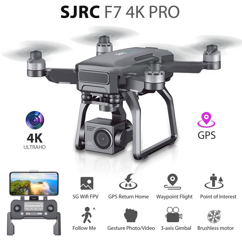 

Asupermall - SJRC F7 4K PRO RC Drone con camara 4K cardan de 3 ejes Mecanico 5GWIFI FPV Motor sin escobillas GPS Retorno automatico Distancia maxima