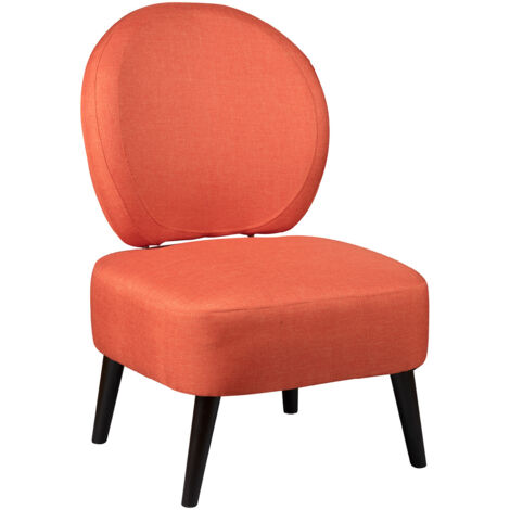 SKALAN - Fauteuil Crapaud Tissu Coloris Corail