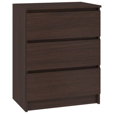 SKANDI - Commode contemporaine chambre/salon/bureau 60x77x40 cm - 3 tiroirs - Design moderne&robuste - Table de chevet - Marron