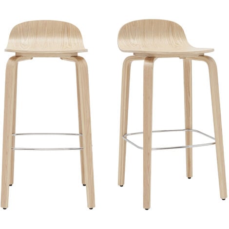 Skandinavischer Barhocker aus Eichenholz H68 cm (2er-Set) OBRA