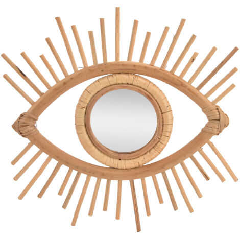 Skandinavischer Schminkspiegel aus geflochtenem Rattan, in Augenform, zur Wanddekoration, für Badezimmer, Zuhause, Hotel