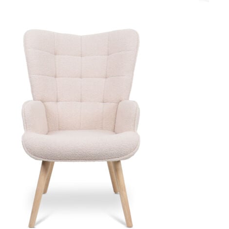 SICAAN Skandinavischer Sessel STELLA aus beigem Frottee mit Nähten