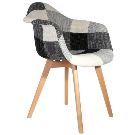 THE HOME DECO FACTORY Skandinavischer Stuhl Patchwork Grau Home Deco Factory