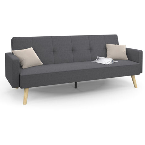 Skandinavisches gerades 3-Sitzer-Sofa, umwandelbar, LARS grau