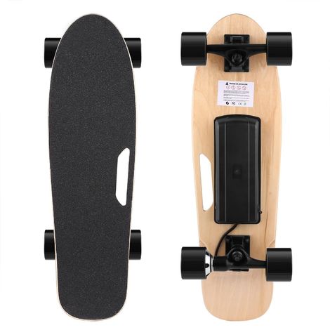 Skateboard électrique à 4 roues avec télécommande portative sans fil EU Prise - Noir