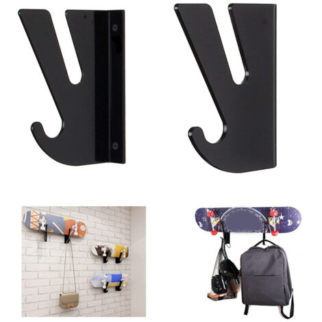 Skateboard-Halterung – 2-teilige Acryl-Halterung mit Aufbewahrungshaken – Hochbelastbare Wandhalterung für Skateboards, Longboards und Surfbretter