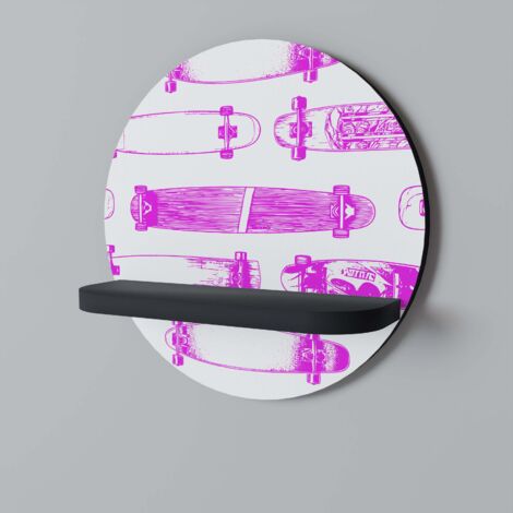 SKATEBOARD SKETCH Mensola rotonda nera