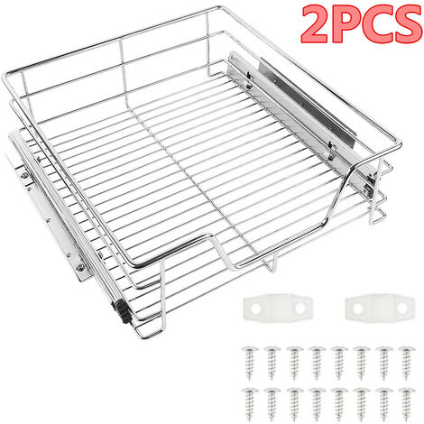 Skecten 2 x Cajón de Cocin con Superficie de Almacenamiento, Cesto extraíble de almacenamiento, Ahorra Espacio, Riel de Acero Inoxidable, 46 cm