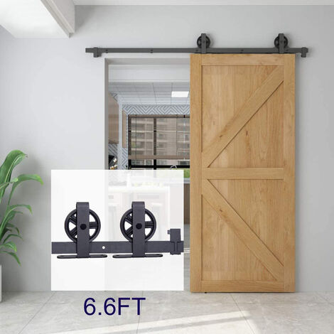 Kit herrajes puerta CORREDERA, herraje puerta GRANERO guía de 2m o 3m y  accesorios corredera en color negro y blanco