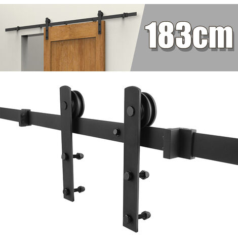 Skecten 6FT/183CM Herraje para Puerta Corredera, Puertas Corredera Carril, Puerta Simple, Negro