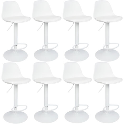 Skecten®  8er Set Barhocker aus PU-Leder, Höhenverstellbar 360° Drehstuhl, für Küche und Bar，Weiß