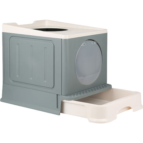 Skecten – Bac à litière fermé pour chat XXL avec tiroir – Dimensions 48x39x34cm – Plastique PP et PC – Nettoyage facile et hygiène optimale