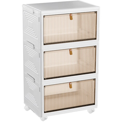 Skecten – Boîte de rangement plastique pliable – Lot de 3 caisses empilables avec 4 roulettes – Dimensions 40 x 37,5 x 64 cm – Capacité 45L