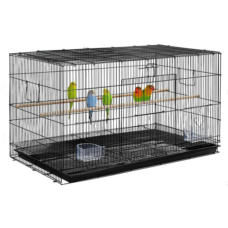 Cage Oiseau Cage pour Perruches Perroquets Pinsons Cockatiels Conures Inséparables Canaris Noir