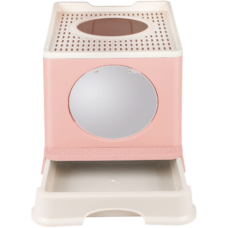 Skecten Caja de Arena para Gatos, Caja de Arena con Pala, Arenero para Gatos, Inodoro para Mascotas, Rosa