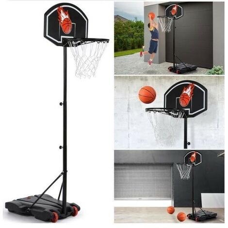 EASYCOMFORT Canestro Basket Altezza Regolabile 5 Livelli 175-215cm,  Struttura Metallo con Ruote, Nero