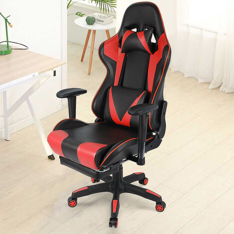 Skecten Chaise de Bureau Gamer - Réglable à 180° - L 54 x P 70 cm - Rouge