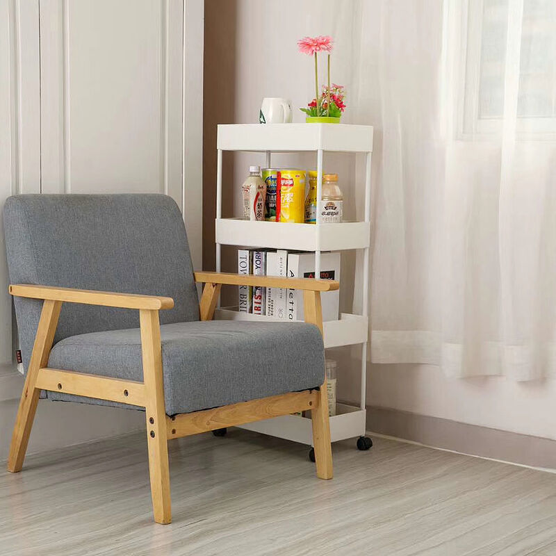 Chariot de Stockage Utilitaire à 4 Niveaux Paniers de Rangement Polyvalents Tables Organisateur Étagères à Roues (Blanc)