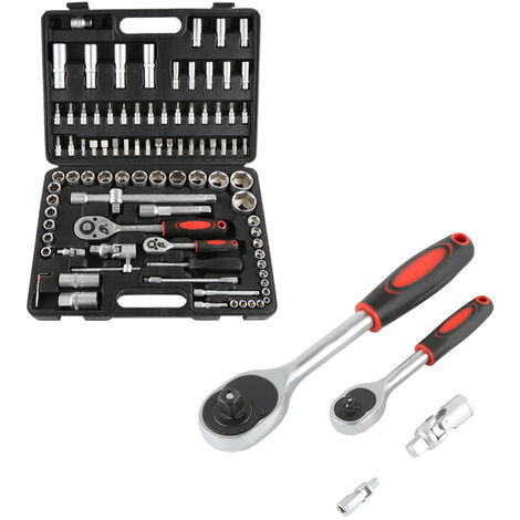 Skecten – Coffret cliquet et douilles 94 pcs – Acier chrome vanadium – 1/2' et 1/4' – 38 cm x 28 cm x 8 cm – Compatible avec de nombreuses applications