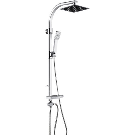Skecten – Colonne de douche murale en acier inoxydable 47x20x106cm – Douche de tête 200x200mm – Douchette 87x64mm – Tuyau 150cm