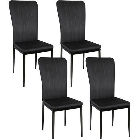 Skecten® Esszimmerstuh，4er Set，Küchenstuhl Polsterstuhl Wohnzimmerstuhl Designstuhl mit Rückenlehne Schminktisch Stuhl Sitzfläche aus Samt,Stühle Esszimmer，Metallbeine（Schwarz）