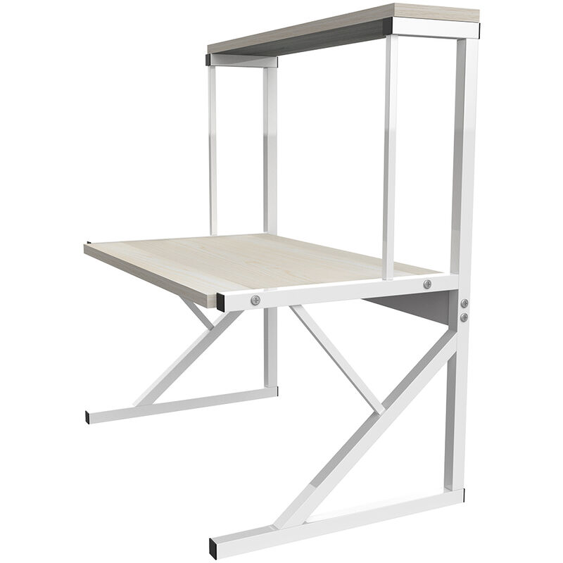 Etagère de cuisine à 2 niveaux, support de grille pour four à micro-ondes, armoire de rangement pour condiments, blanc