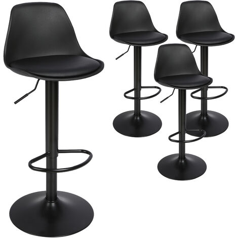 Skecten Juego de 2 Taburete de Bar, Taburetes Altos de Cocina, con Superficie de Polipiel PU, Negro