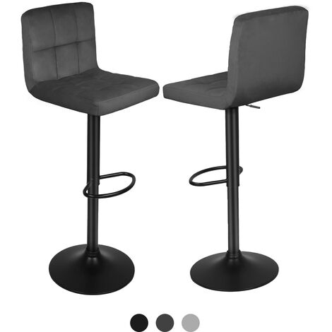Skecten Juego de 2 Taburete de Bar Taburetes Altos de Cocina, Taburete de Bar Diseño Asiento en Terciopelo Gris Claro