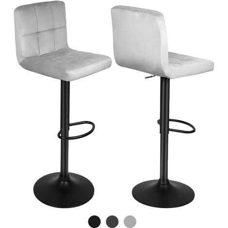 Skecten Juego de 2 Taburete de Bar Taburetes Altos de Cocina, Taburete de Bar Diseño Asiento en Terciopelo Gris oscuro