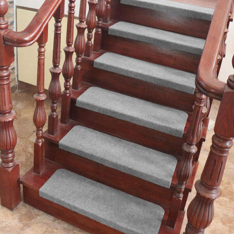 Skecten - Lot de 15 tapis de marches d'escalier antidérapants et adhésifs pour l'intérieur 6525cm gris