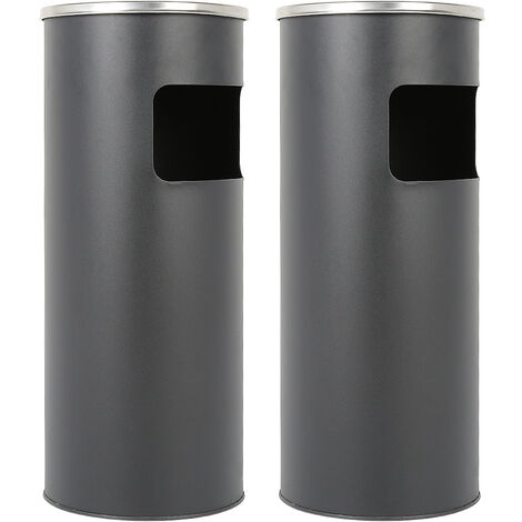Skecten – Lot de 2 cendriers sur pied en acier inoxydable – Bac intérieur galvanisé 12,3 L – Dimensions 24,5 x 60,5 cm – Pour espaces extérieurs
