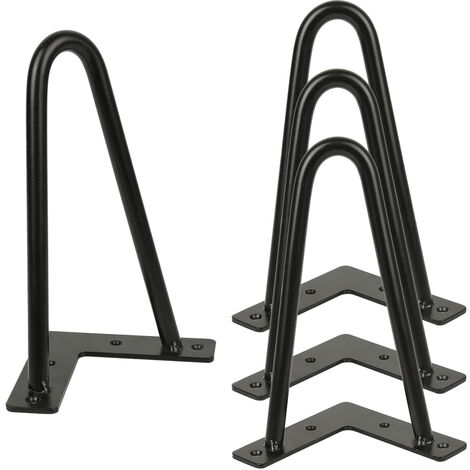 Skecten – Lot de 4 pieds épingle 20 cm en acier massif noir – Capacité de charge 100-200 kg – Installation facile avec vis pré-percées