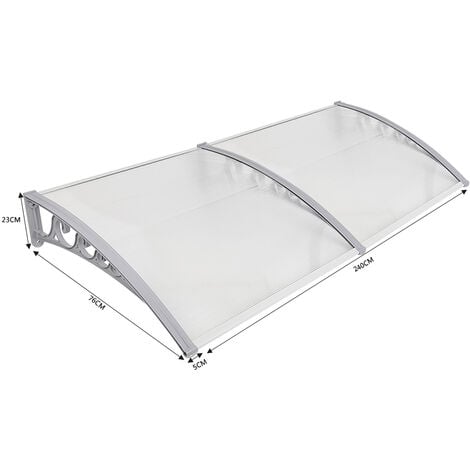Skecten Marquesina para Puertas Ventanas Toldo Refugio de Nieve, Porche Delantero, Sombra Exterior, Techo, hecho en Cubierta de Policarbonato 80x240cm