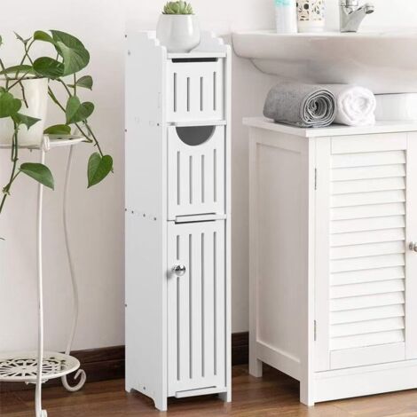 Skecten – Meuble de rangement salle de bain 3 étages – Panneau PVC imperméable – Dimensions 78 x 20 x 18 cm – Design moderne pour petits espaces