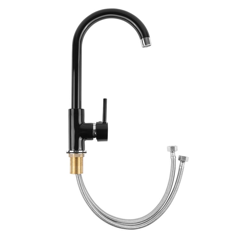 Robinet de Cuisine avec Bec Pivotant, Mitigeur de Cuisine Chaud et Froid, Mitigeur d'évier Haut, Noir