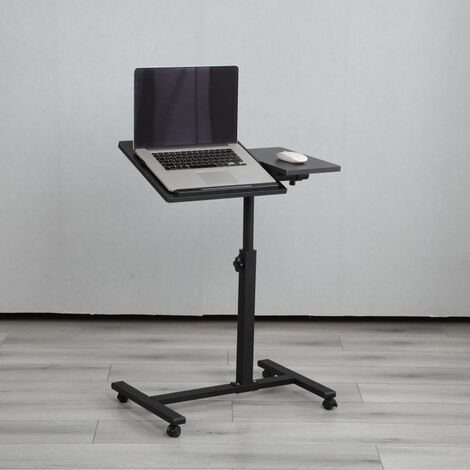 Skecten® mobiler Betttisch auf Rollen,Laptoptisch，höhenverstellbar，Couch-Tisch， Bett-Beistelltisch für Krankenbett，Schreibtisch für Bett, Sofa, Outdoor(Schwarz)