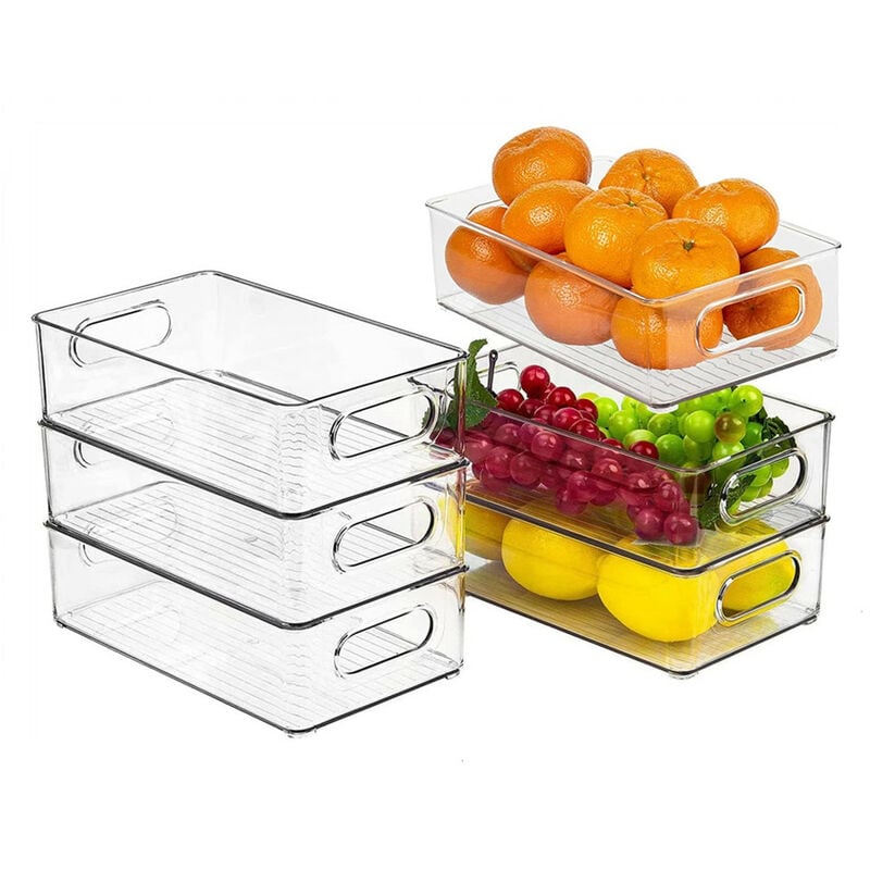 Lot de 2 Boîtes de Rangement Frigo Transparent-Bacs de Rangement Convient  pour Le Congélateur,Cuisine, Salle de Bain - sans BPA